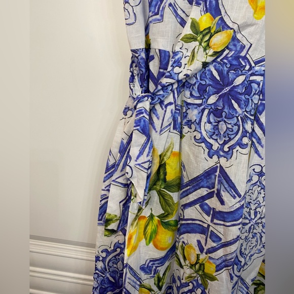 EUC Sartoria Saracena Size Medium Sleeveless Sundress 100% Linen  Summer Cruise - Picture 3 of 11